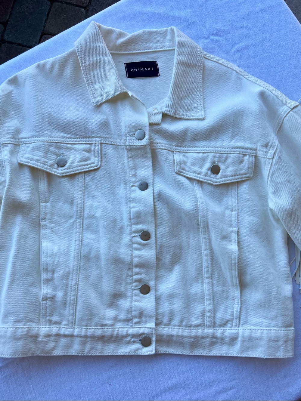 Western Fringe White Denim Jacket — Tailored Jean Jacket